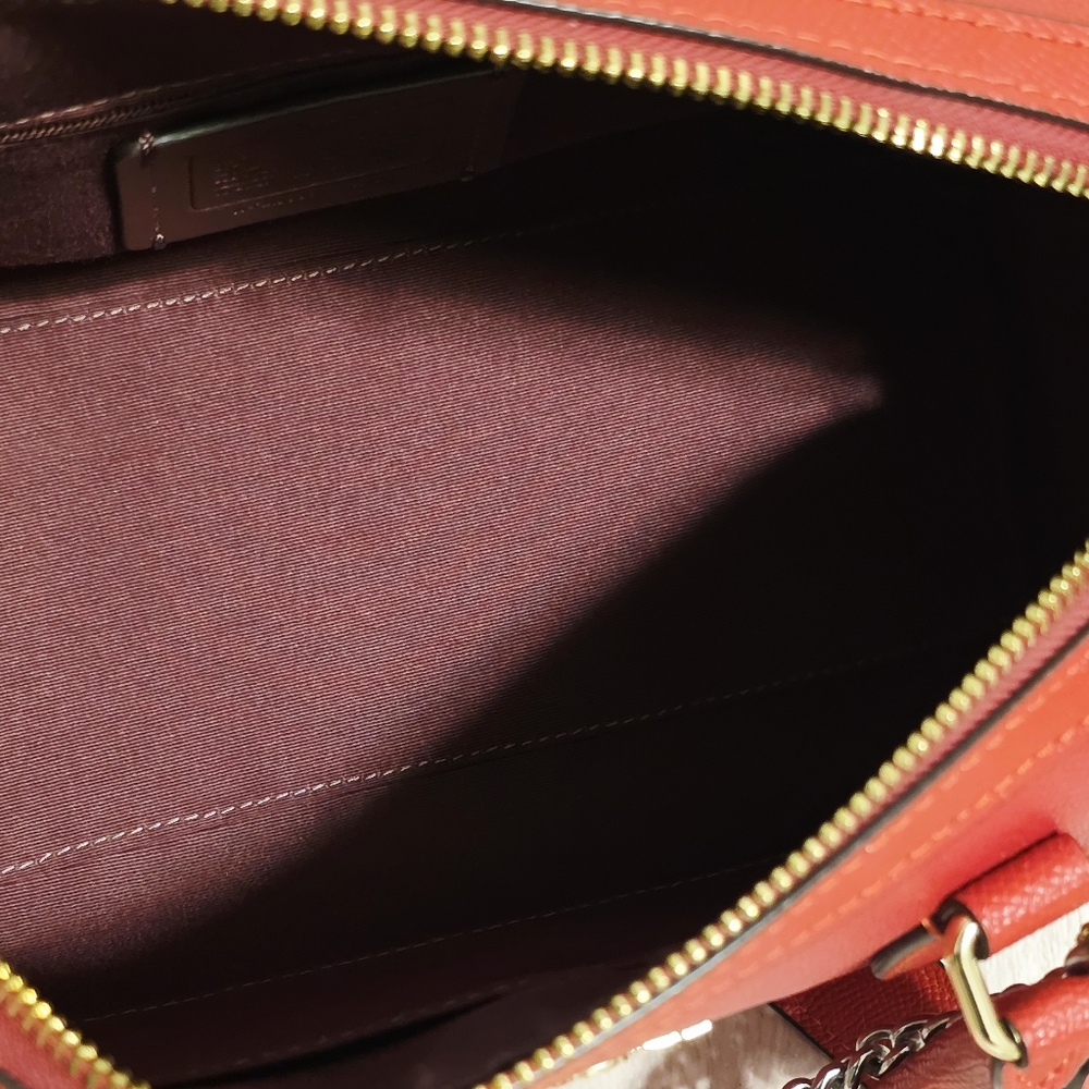 Coach Rowan Satchel Bag Purse Red Leather Crossbody CH322 + Swagger Chain Charms - Picture 13 of 16